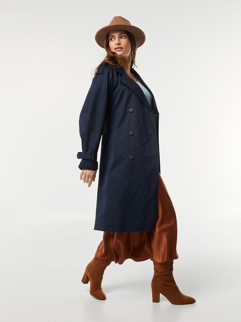 Trench mi-long bleu marine - Kiabi