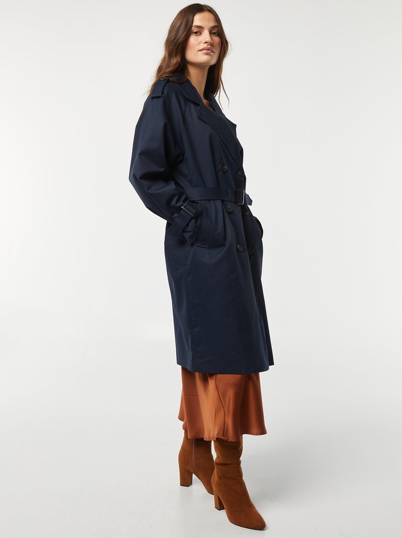 Trench mi-long bleu marine - Kiabi