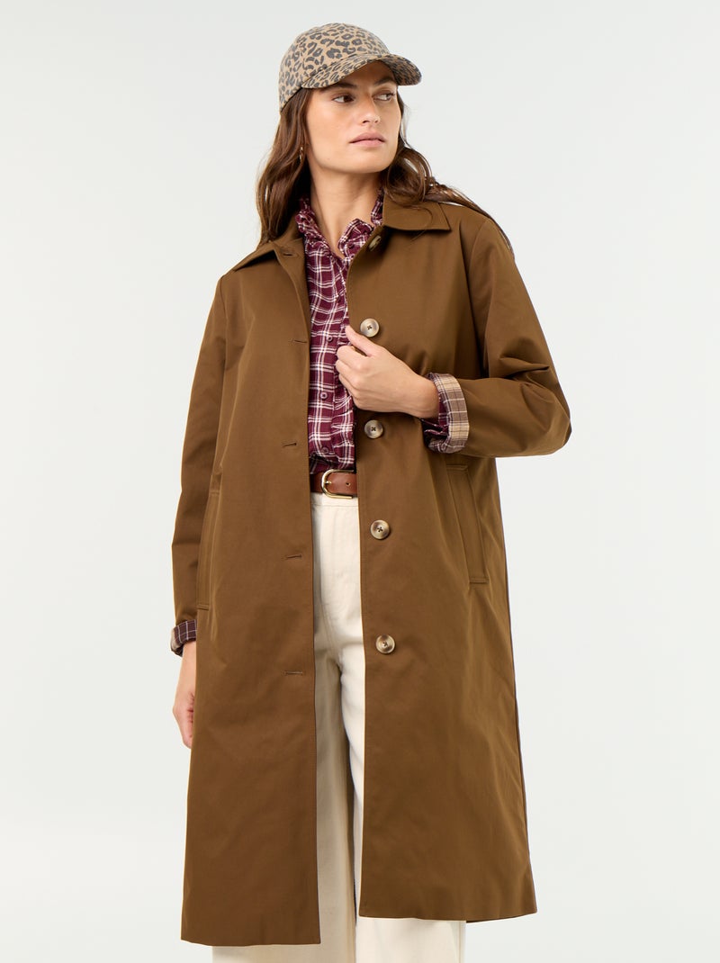 Trench mi-long doublure intérieure Marron - Kiabi