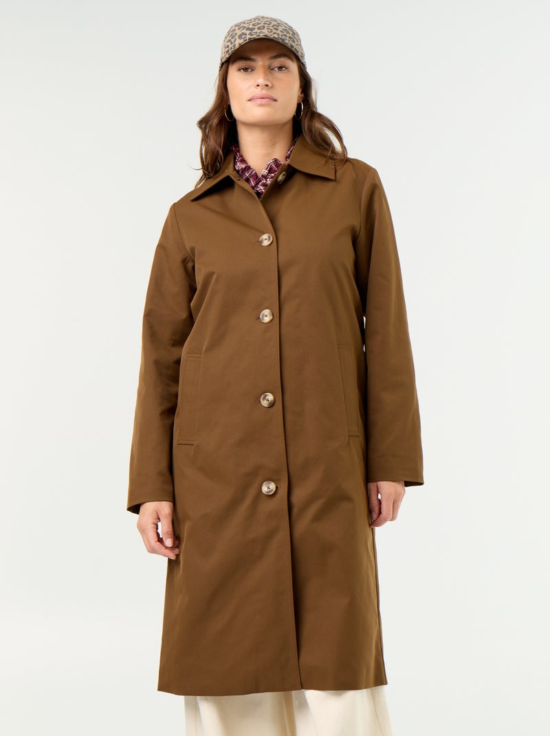 Trench mi-long doublure intérieure Marron - Kiabi