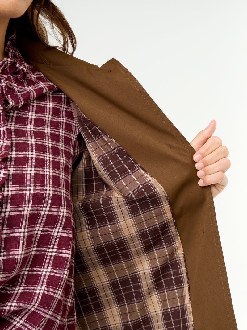 Trench mi-long doublure intérieure Marron - Kiabi