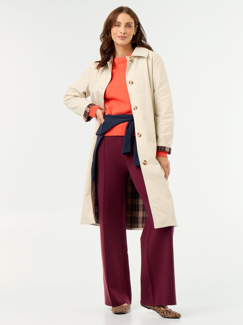 Trench mi-long doublure intérieure Marron - Kiabi