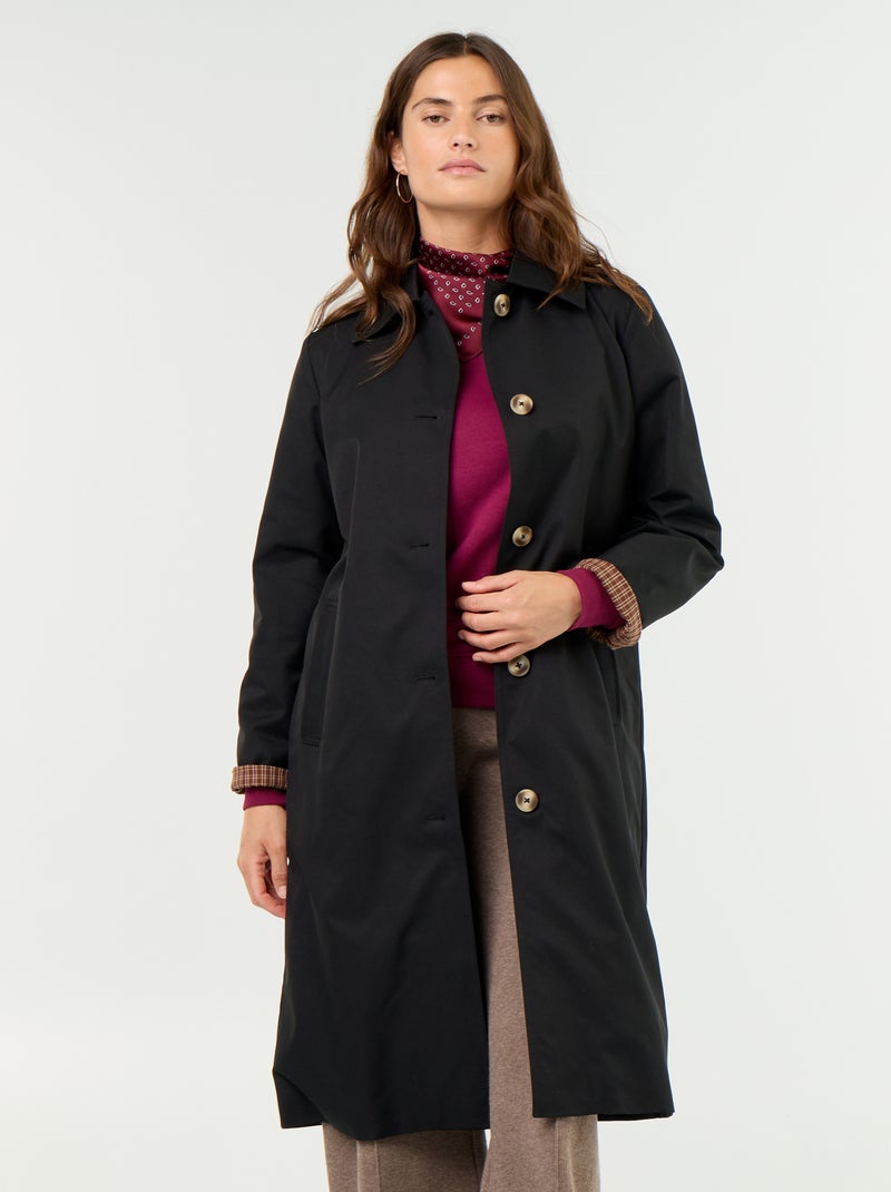 Trench mi-long doublure intérieure Noir - Kiabi