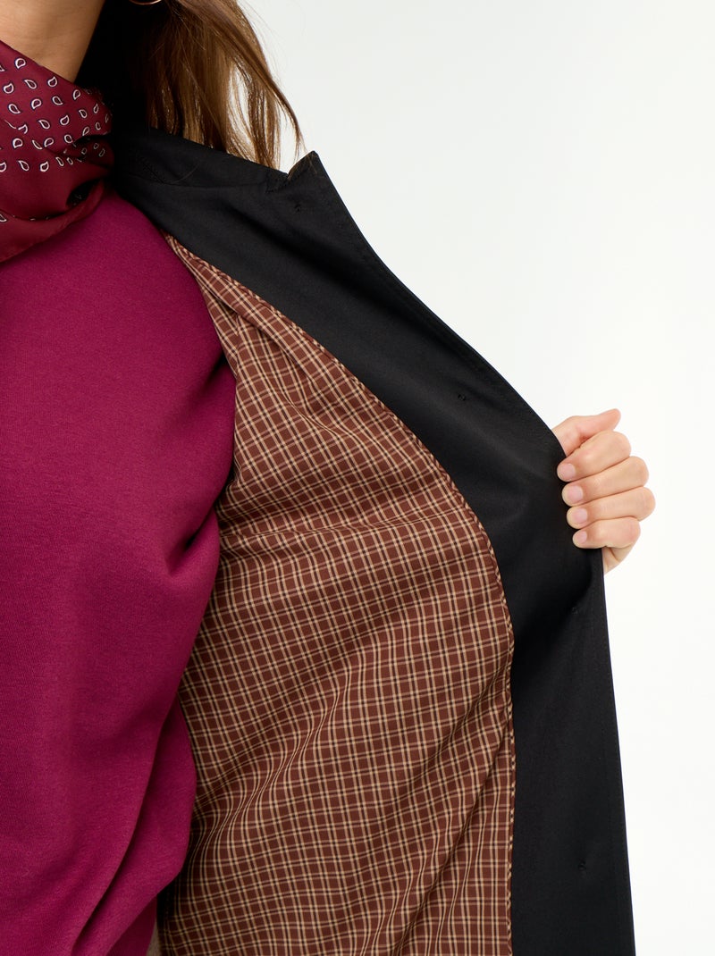 Trench mi-long doublure intérieure Noir - Kiabi