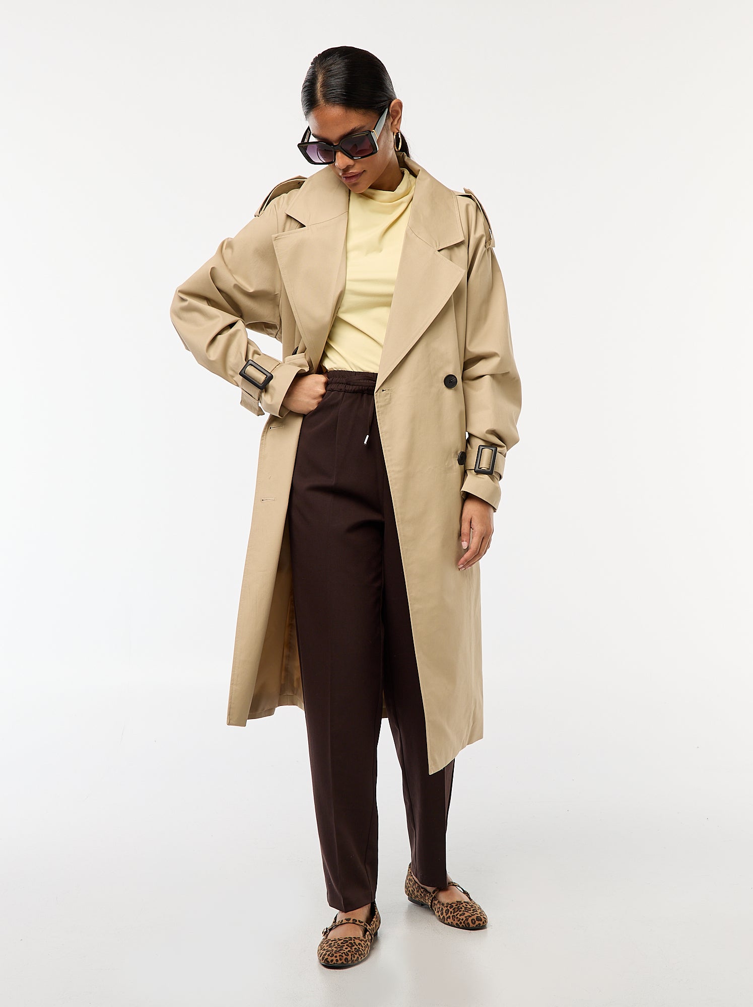 trench femme beige long