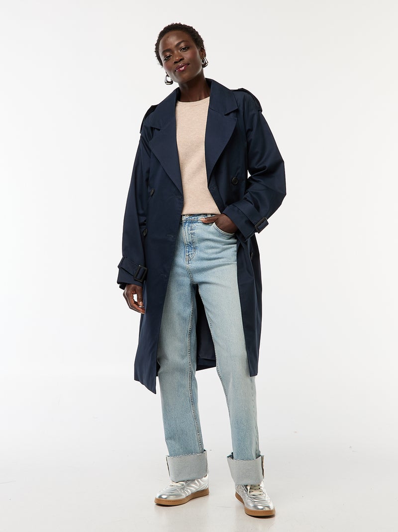 Manteau Kiabi Trench Trench Mi-long Léger Bleu Femme Kiabi