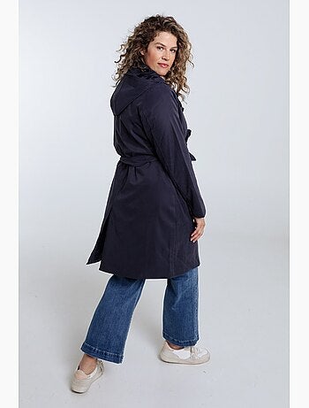 Trench mi-long uni avec capuche PAPRIKA