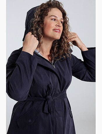 Trench mi-long uni avec capuche PAPRIKA