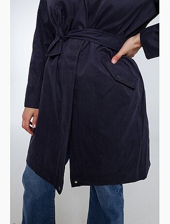 Trench mi-long uni avec capuche PAPRIKA