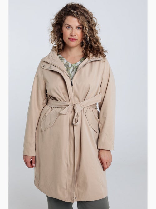 Trench mi-long uni avec capuche PAPRIKA - Kiabi