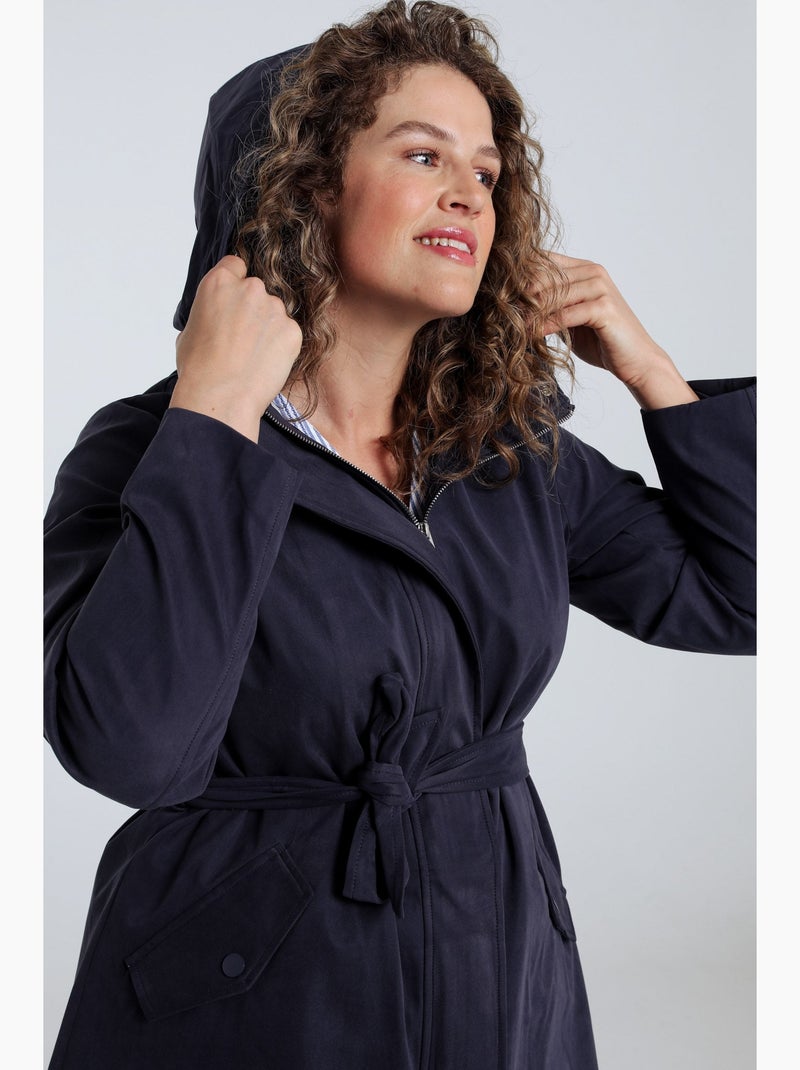 Trench mi-long uni avec capuche PAPRIKA Beige - Kiabi
