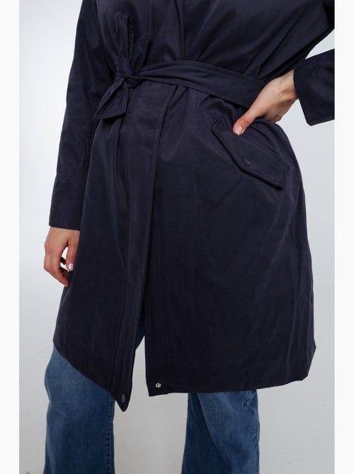 Trench mi-long uni avec capuche PAPRIKA - Kiabi