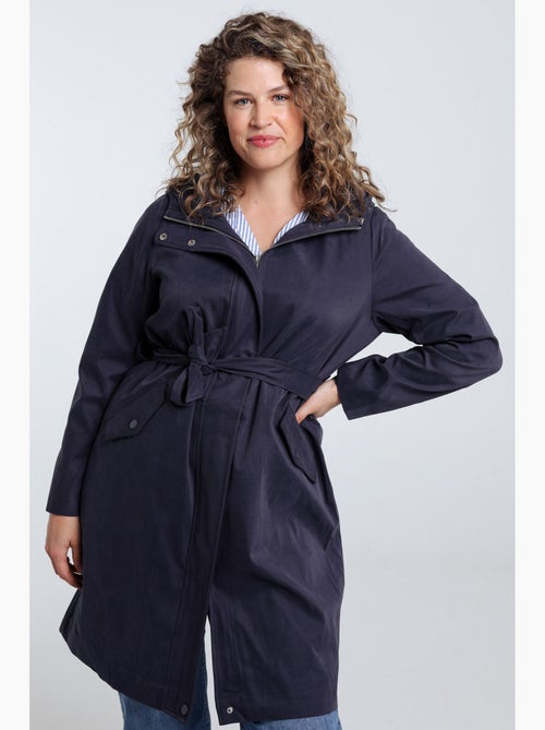 Trench mi-long uni avec capuche PAPRIKA - Kiabi