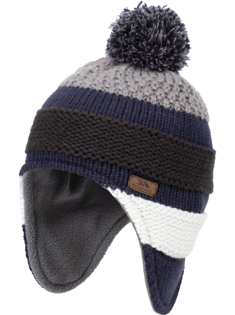 Trespass - Bonnet à pompon et rabats sur oreilles PERRY Bleu marine/Gris froid - Kiabi