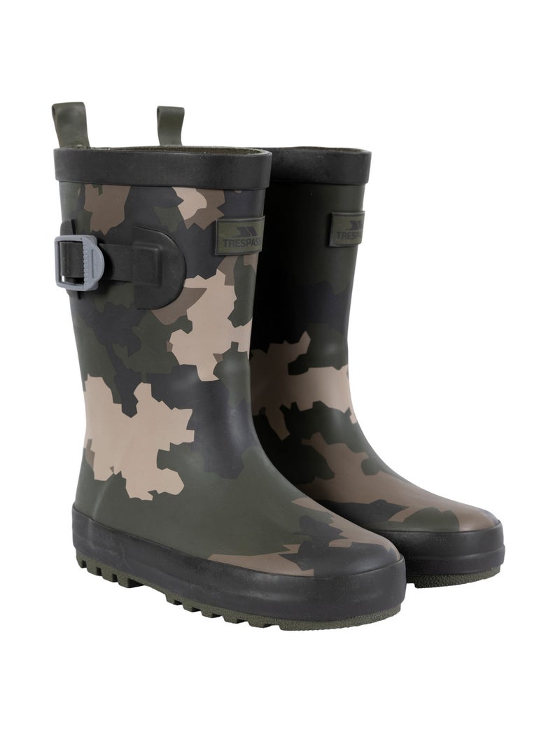 Trespass - Bottes de pluie en caoutchouc PUDDLE Noir Vert Noir - Kiabi