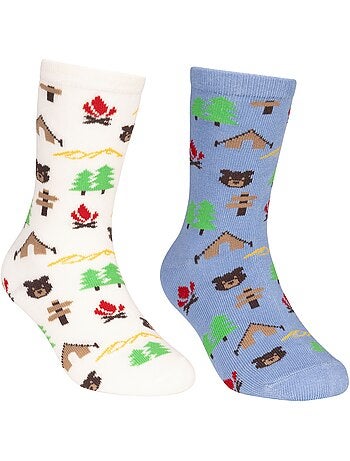 Trespass - Lot de 2 paires de chaussettes motif/style camping