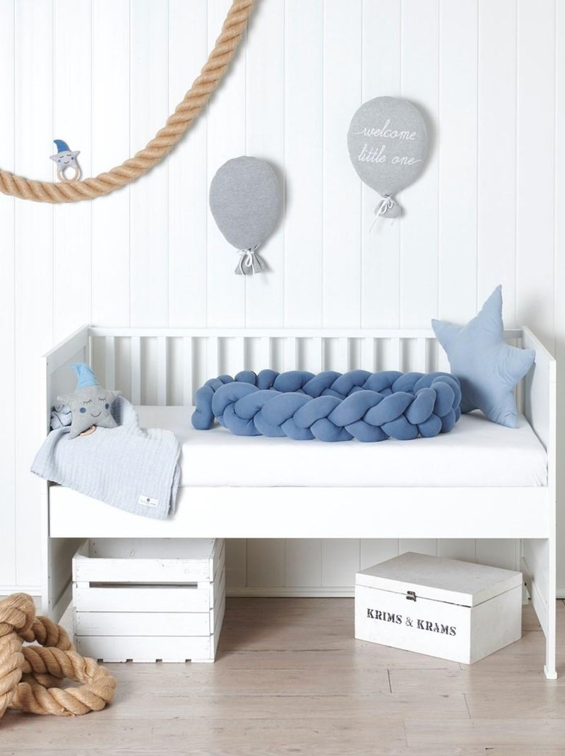 Tresse de lit en coton jersey bleu 200 cm Bleu - Kiabi