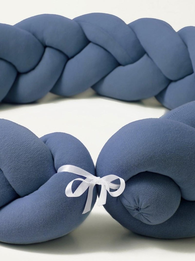 Tresse de lit en coton jersey bleu 200 cm Bleu - Kiabi