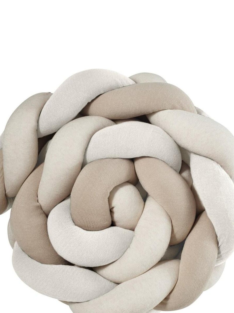 Tresse de lit en coton tricoté tricolore 200 cm Beige sable - Kiabi