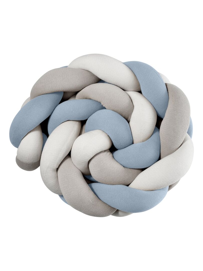 Tresse de lit en coton tricoté tricolore 200 cm Bleu clair - Kiabi