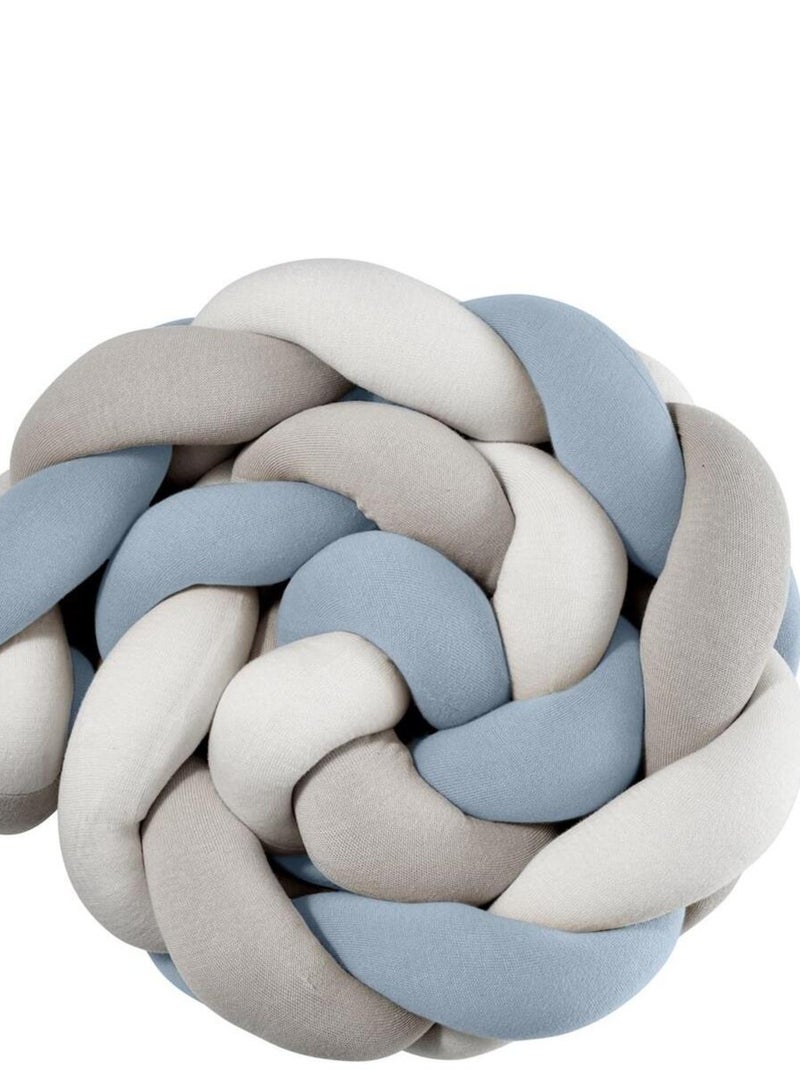 Tresse de lit en coton tricoté tricolore 200 cm Bleu clair - Kiabi