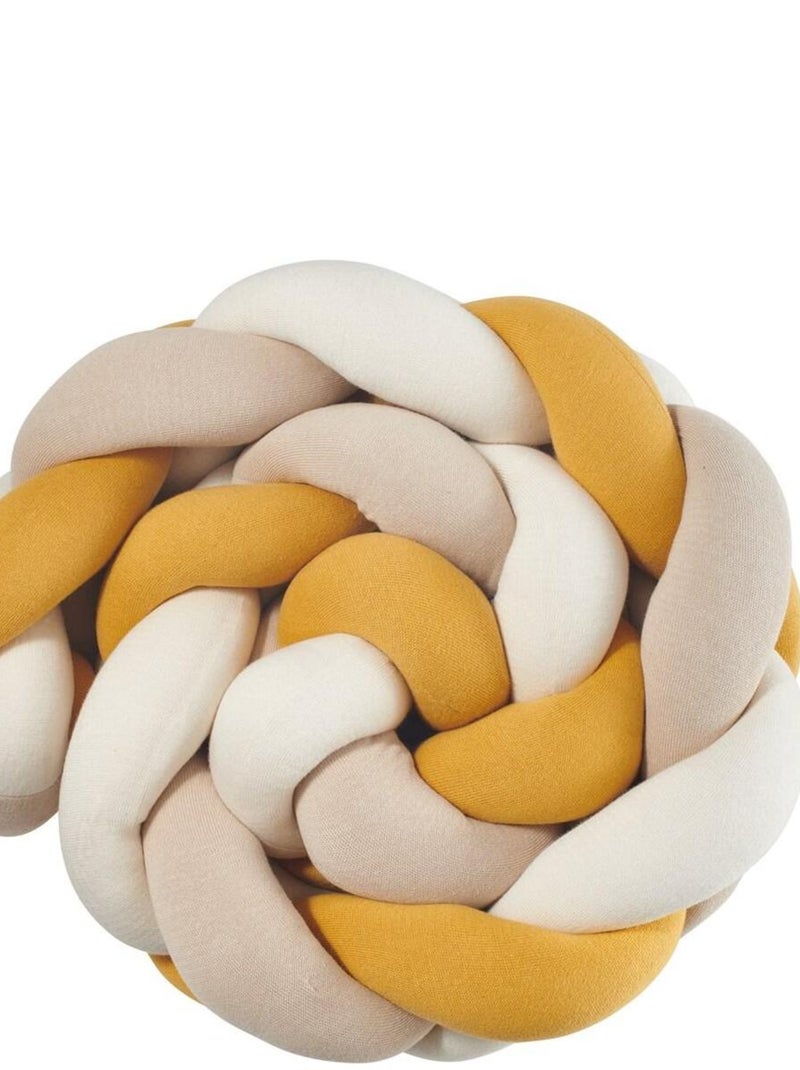 Tresse de lit en coton tricoté tricolore 200 cm Jaune moutarde - Kiabi