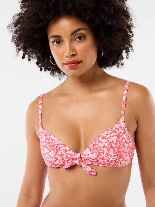 Triangle de bain fleuri avec noeud - Kiabi