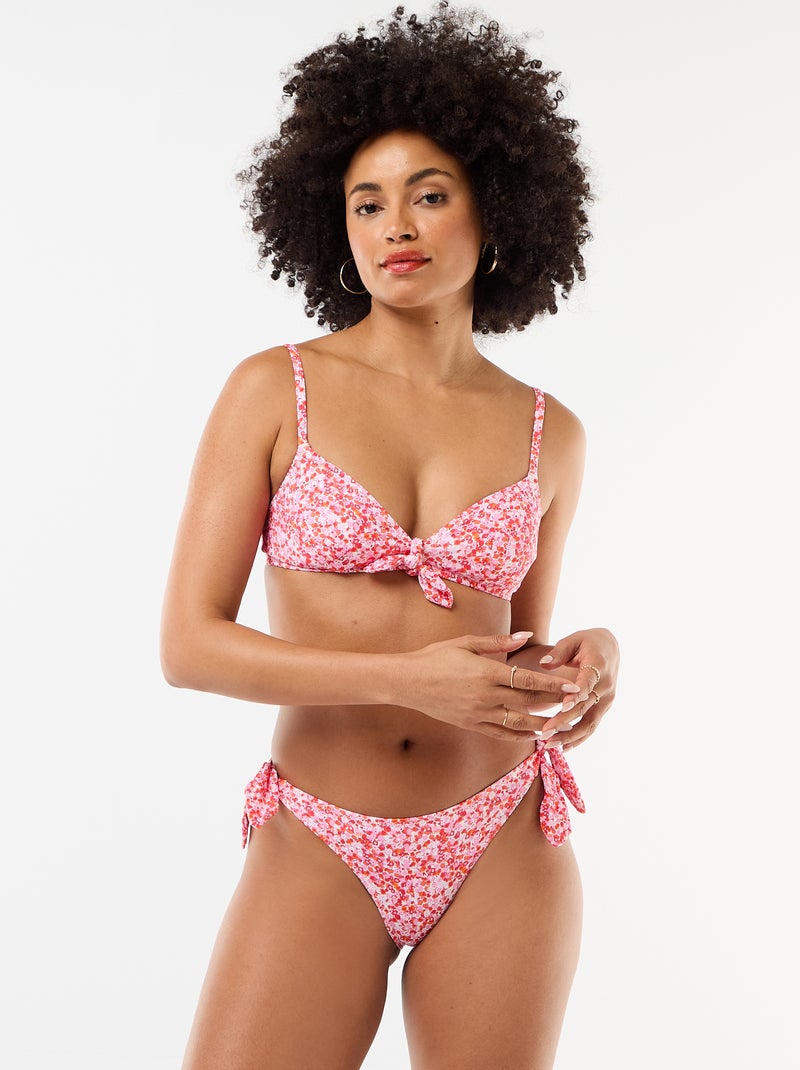 Triangle de bain fleuri avec noeud Rose - Kiabi