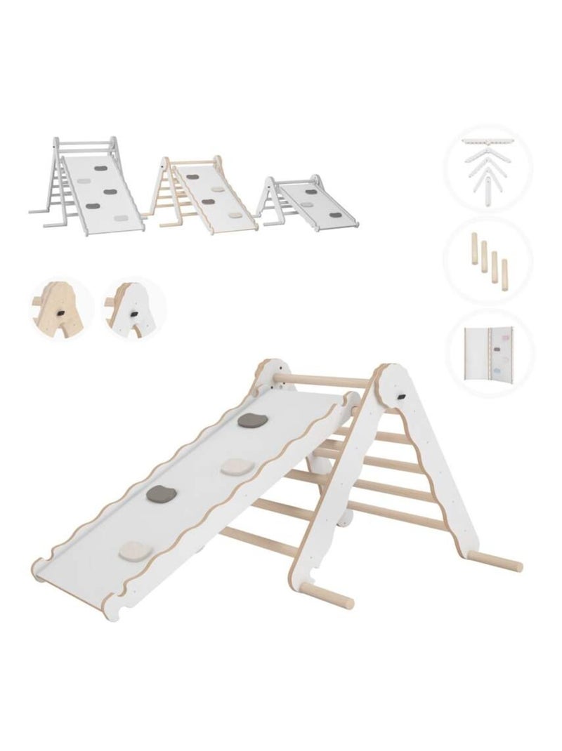 Triangle de Pikler et rampe bois - jouet de motricité intérieur enfant  - M Blanc - Kiabi