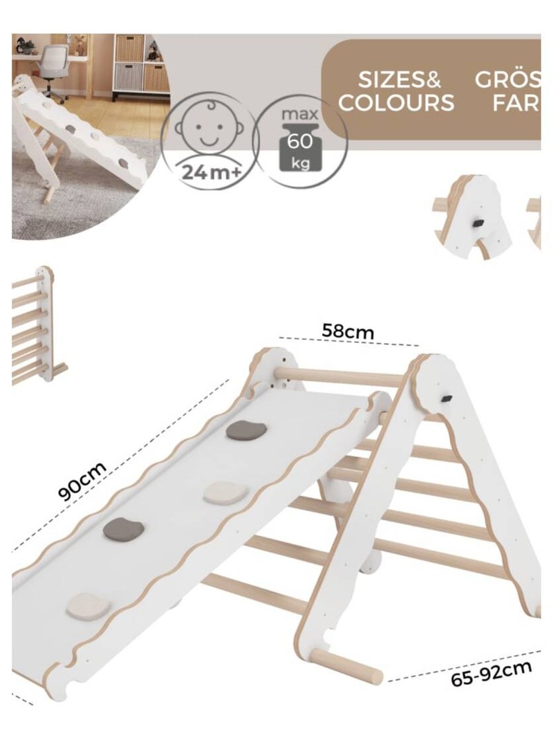 Triangle de Pikler et rampe bois - jouet de motricité intérieur enfant  - M Blanc - Kiabi