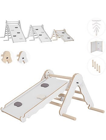 Triangle de Pikler et rampe bois - jouet de motricité intérieur enfant MAMOI