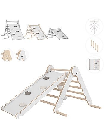 Triangle de pikler et rampe bois jouet de motricité intérieur enfant mamoi