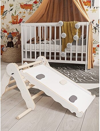 Triangle de pikler et rampe bois jouet de motricité intérieur enfant mamoi