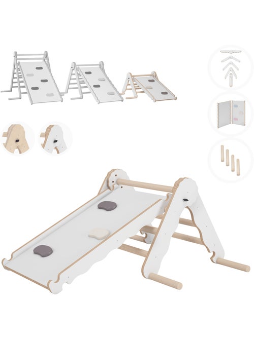 Triangle de pikler et rampe bois jouet de motricité intérieur enfant mamoi - Kiabi