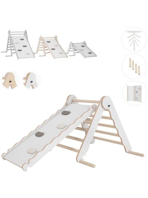 Triangle de pikler et rampe bois jouet de motricité intérieur enfant mamoi - Kiabi