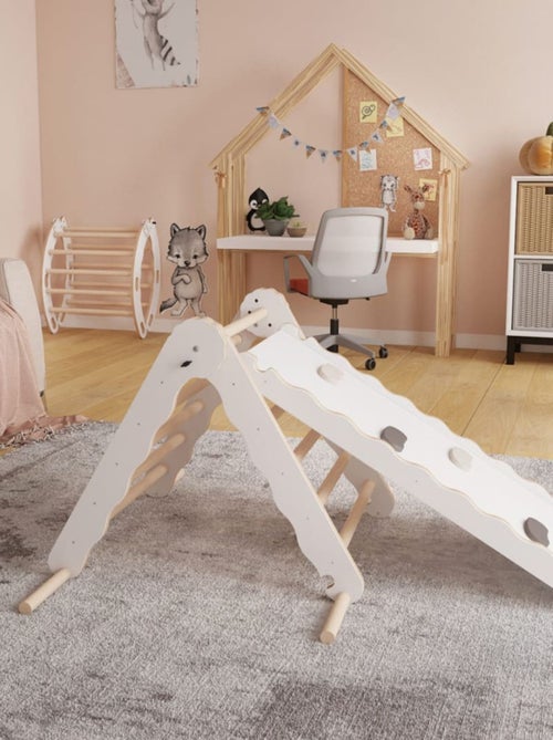 Triangle de pikler et rampe bois jouet de motricité intérieur enfant mamoi - Kiabi