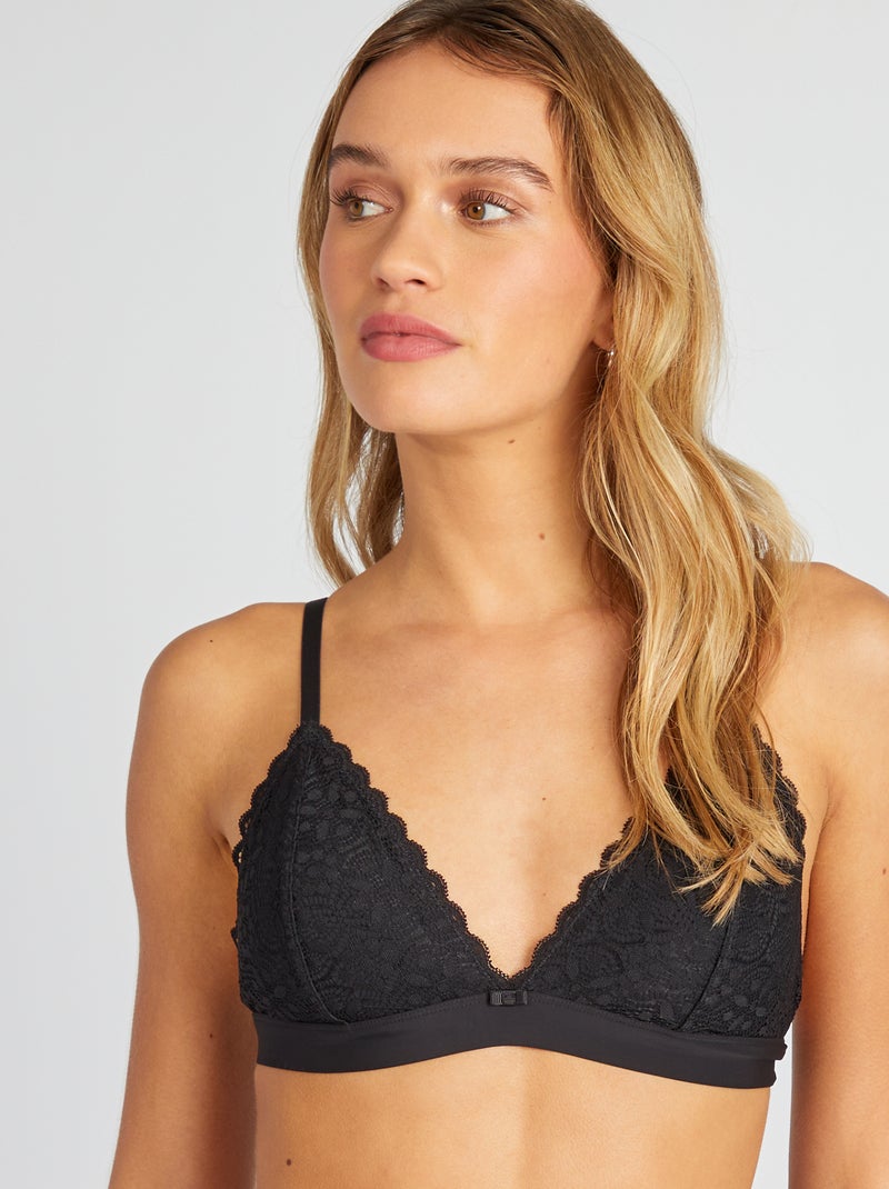 Triangle dentelle paddé noir - Kiabi