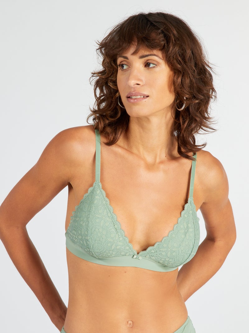 Triangle dentelle paddé Vert - Kiabi