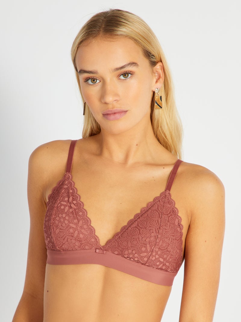 Triangle dentelle paddé Vieux rose - Kiabi