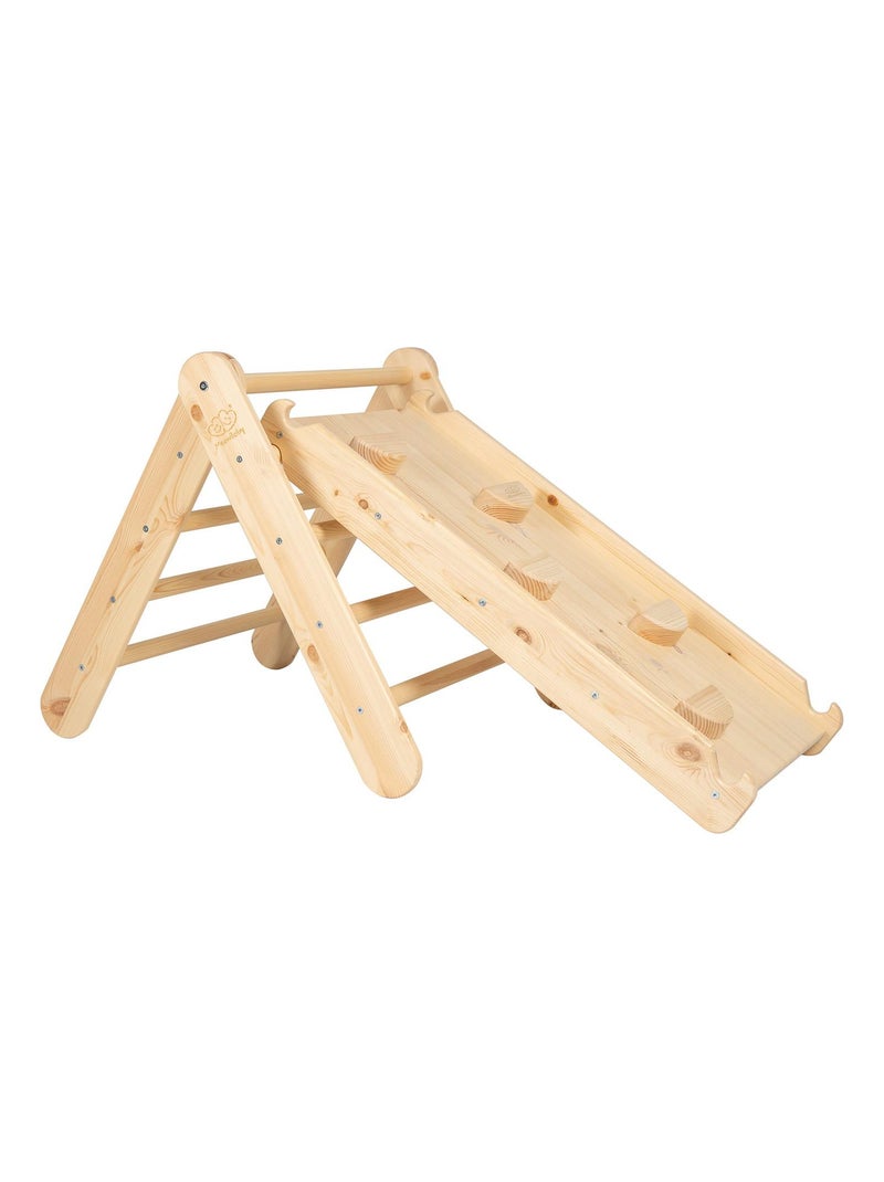 Triangle d'escalade avec Toboggan pour Enfants Structure d'escalade d'intérieur en Bois Beige - Kiabi