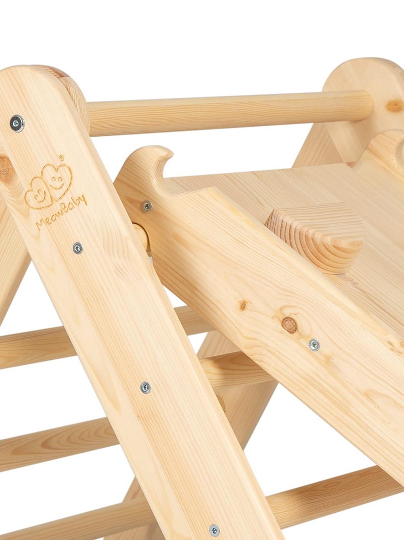 Triangle d'escalade avec Toboggan pour Enfants Structure d'escalade d'intérieur en Bois Beige - Kiabi