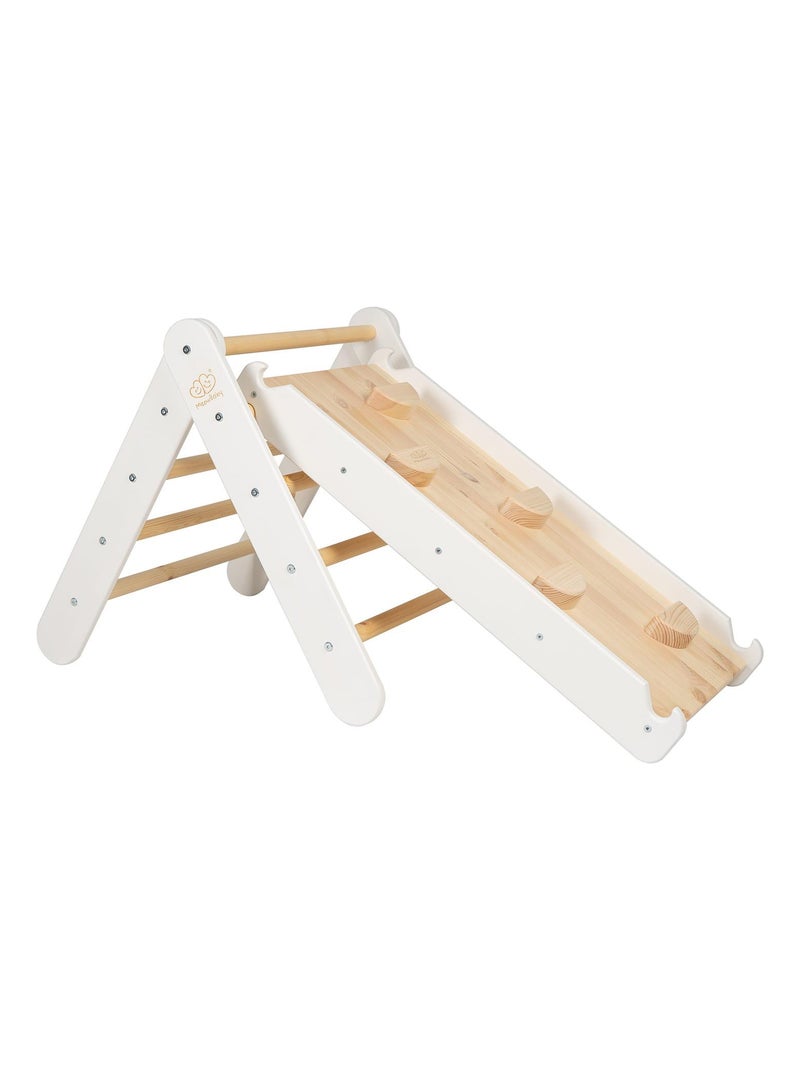 Triangle d'escalade avec Toboggan pour Enfants Structure d'escalade d'intérieur en Bois Blanc - Kiabi