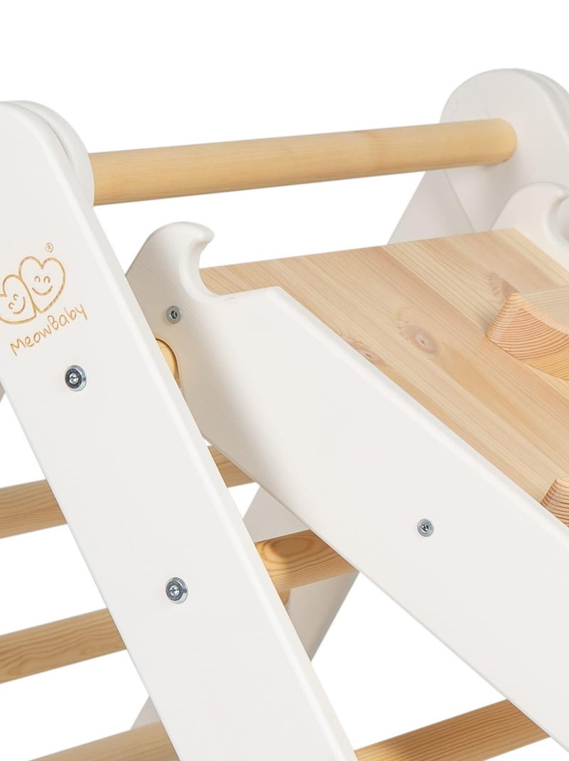 Triangle d'escalade avec Toboggan pour Enfants Structure d'escalade d'intérieur en Bois Blanc - Kiabi