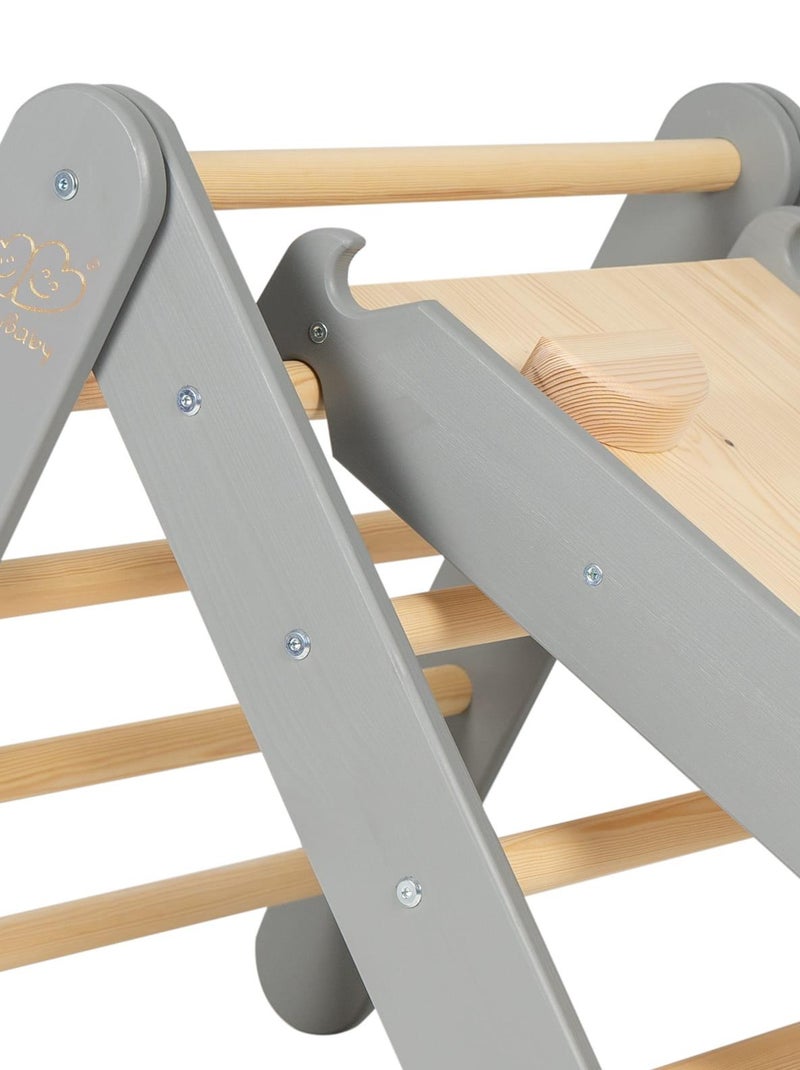 Triangle d'escalade avec Toboggan pour Enfants Structure d'escalade d'intérieur en Bois Gris - Kiabi