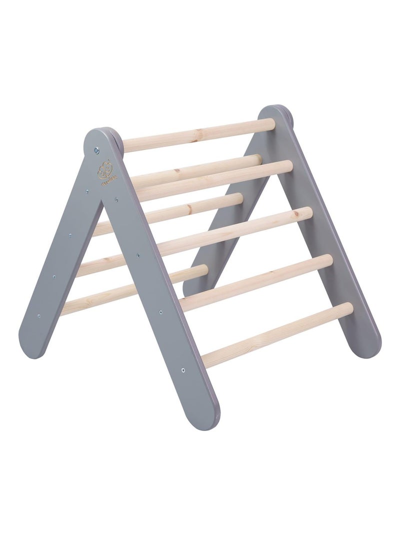 Triangle d'escalade avec Toboggan pour Enfants Structure d'escalade d'intérieur en Bois Gris - Kiabi