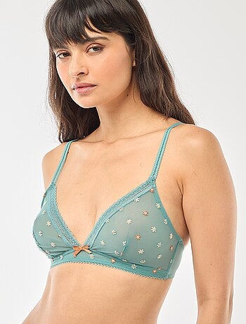 Triangle en tulle transparent fleuri