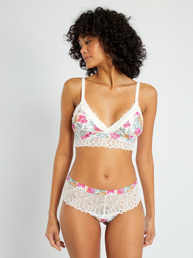Triangle paddé 'Mojito Lingerie' écru imprimé - Kiabi