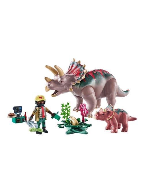 Tricératops avec bébé, oeuf et explorateur - Kiabi