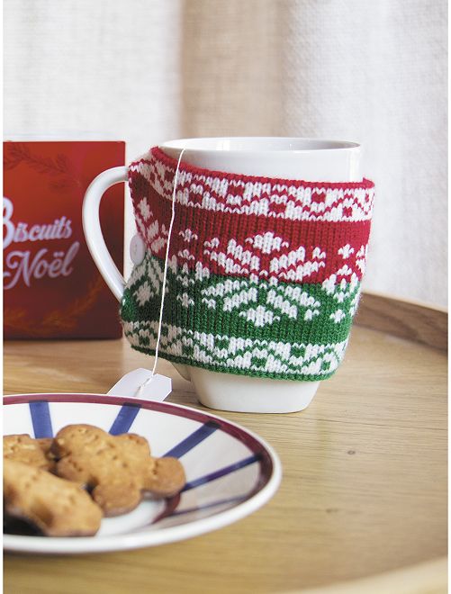 Tricot 'Noël' pour mug                     flocons 
