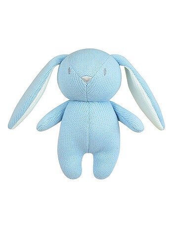 Tricotou peluche lapin bleu et 20 cm avec hochet